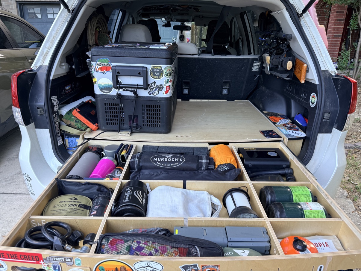 The Ghost’s organized Wheels & Feels drawer and camp gear setup